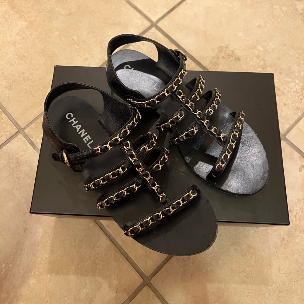Chanel Chain Flat Sandals